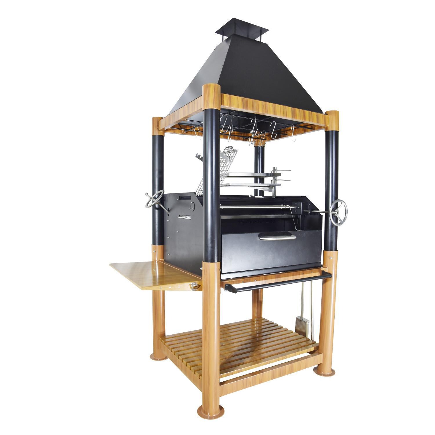 Tagwood BBQ02SI BBQ Beast Argentine Wood Fire & Charcoal Grill - Angled View From Left thumbnail