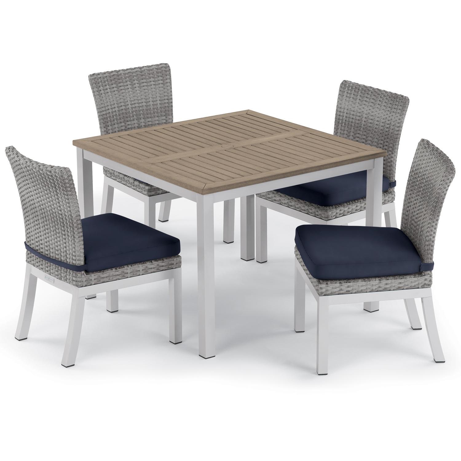 Oxford Garden Argento 2 Pc Wicker Dining Side Chair W/ Midnight Blue in Flint/Argento - In Dining Set thumbnail