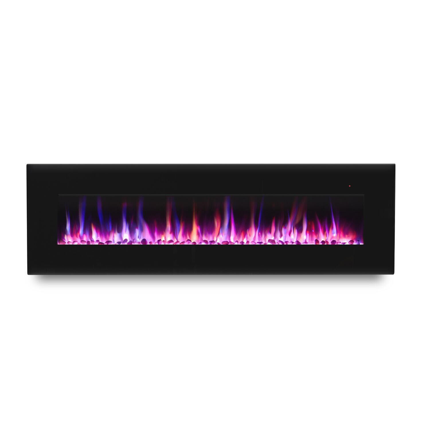 Real Flame 1360E-BK Corretto 72-Inch Wall Mount Electric Fireplace - Black - White Rock - Pink Flame thumbnail