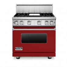 Viking Professional 7 Series 36-Inch 4-Burner Propane Gas Range With Griddle - Apple Red - VGR73624GARLP image