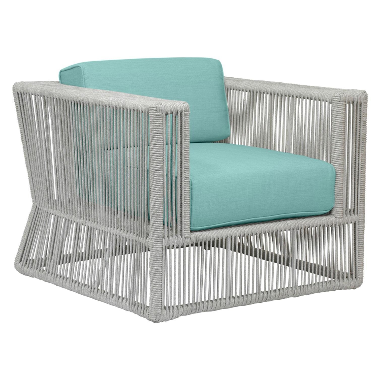 Miami Olefin Rope Patio Club Chair in Dupione Celeste w/ Self Welt by Sunset West