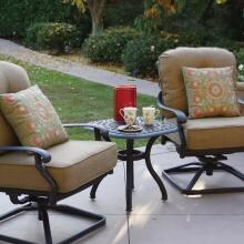 Darlee Santa Monica 3 Piece Cast Aluminum Patio Conversation Seating Set With Swivel Rockers image