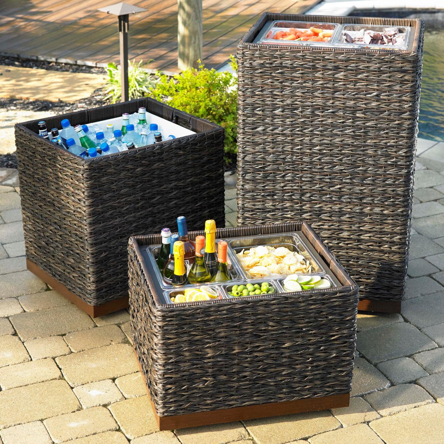 Plank & Hide St. Kitts Wicker Medium Chip & Dip/Ice Chest Side Table