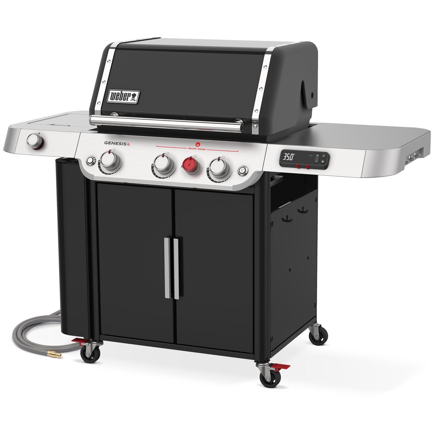 Weber GENESIS 37810001 EPX-335 Natural Gas Smart Grill with Sear Burner & Side Burner - Black - Right-Side Angled View thumbnail