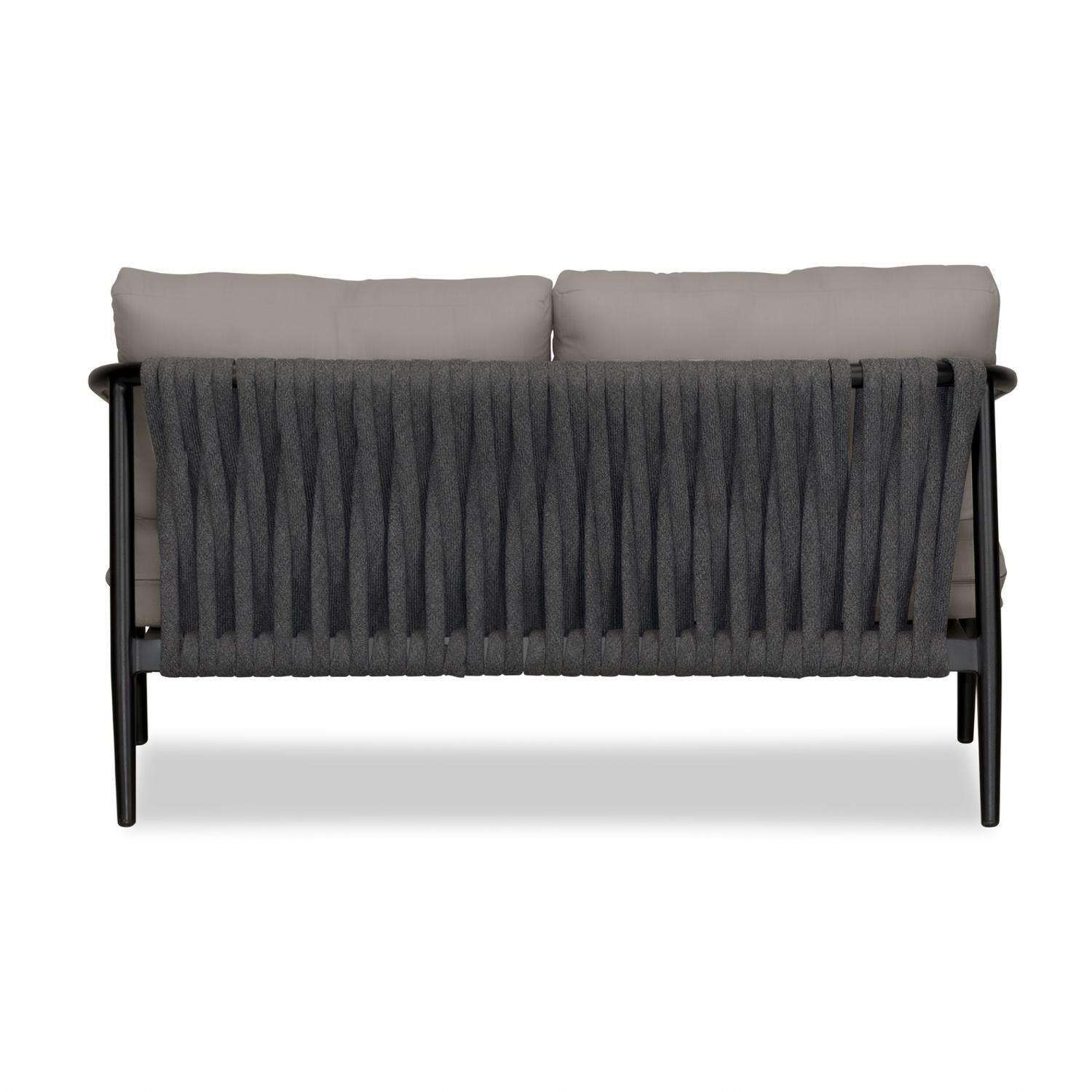 Lakeview Midnight Cove 2 Person Aluminum Loveseat in Black/Carbon/Canvas Charcoal - Back - White Background thumbnail