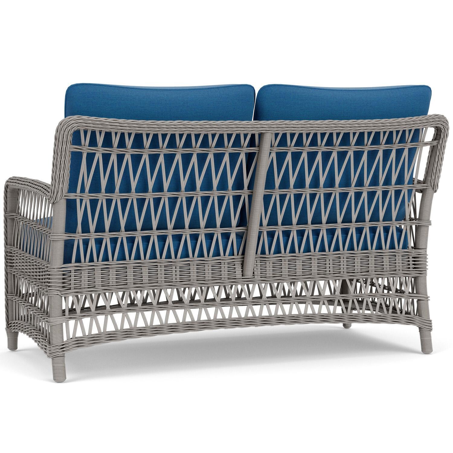 Lloyd Flanders Mackinac Loveseat in Putty Finish with Flagship Atlantis Fabric - Rear Left thumbnail