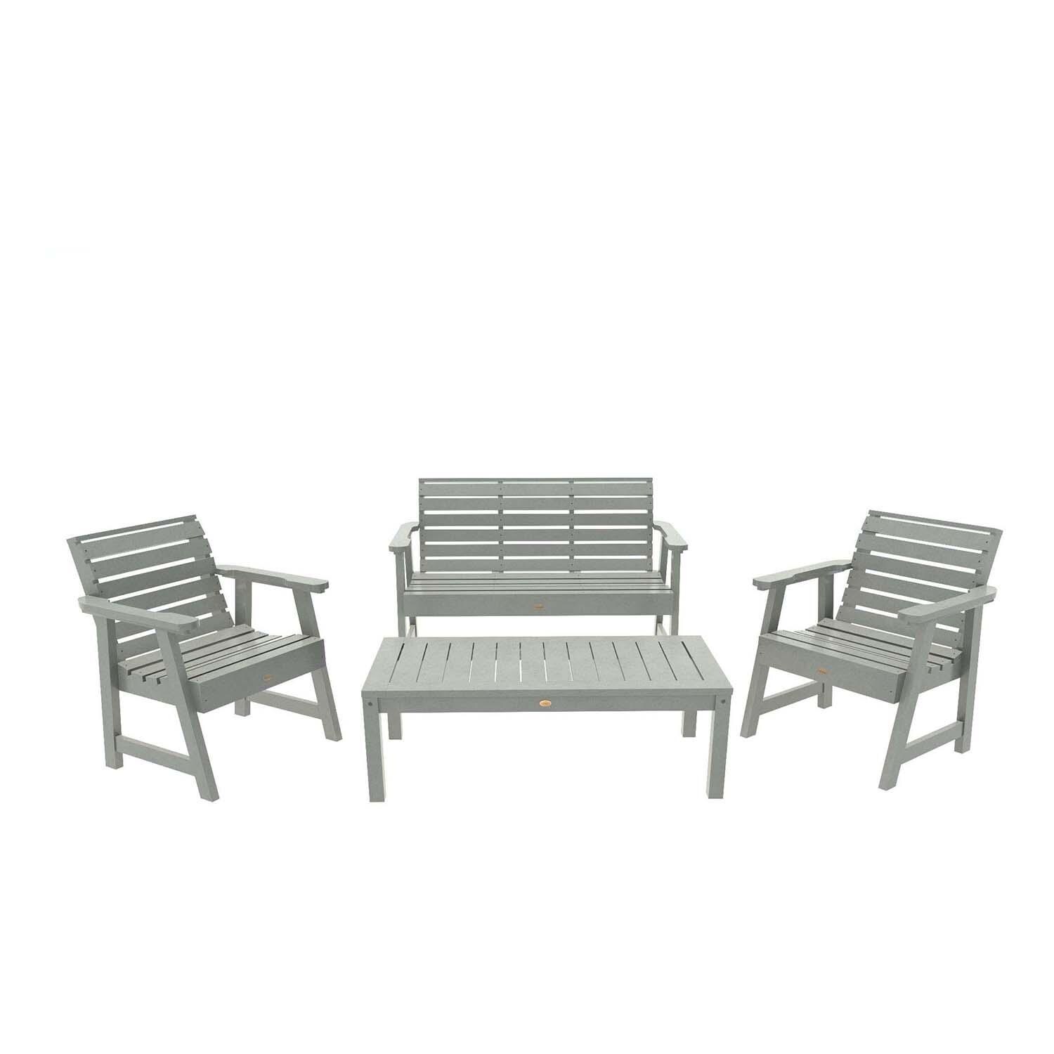 Elm Pointe 4 Pc Set Polyresin Seating Set in Coastal Teak By Lakeview Outdoor Designs - White Background thumbnail