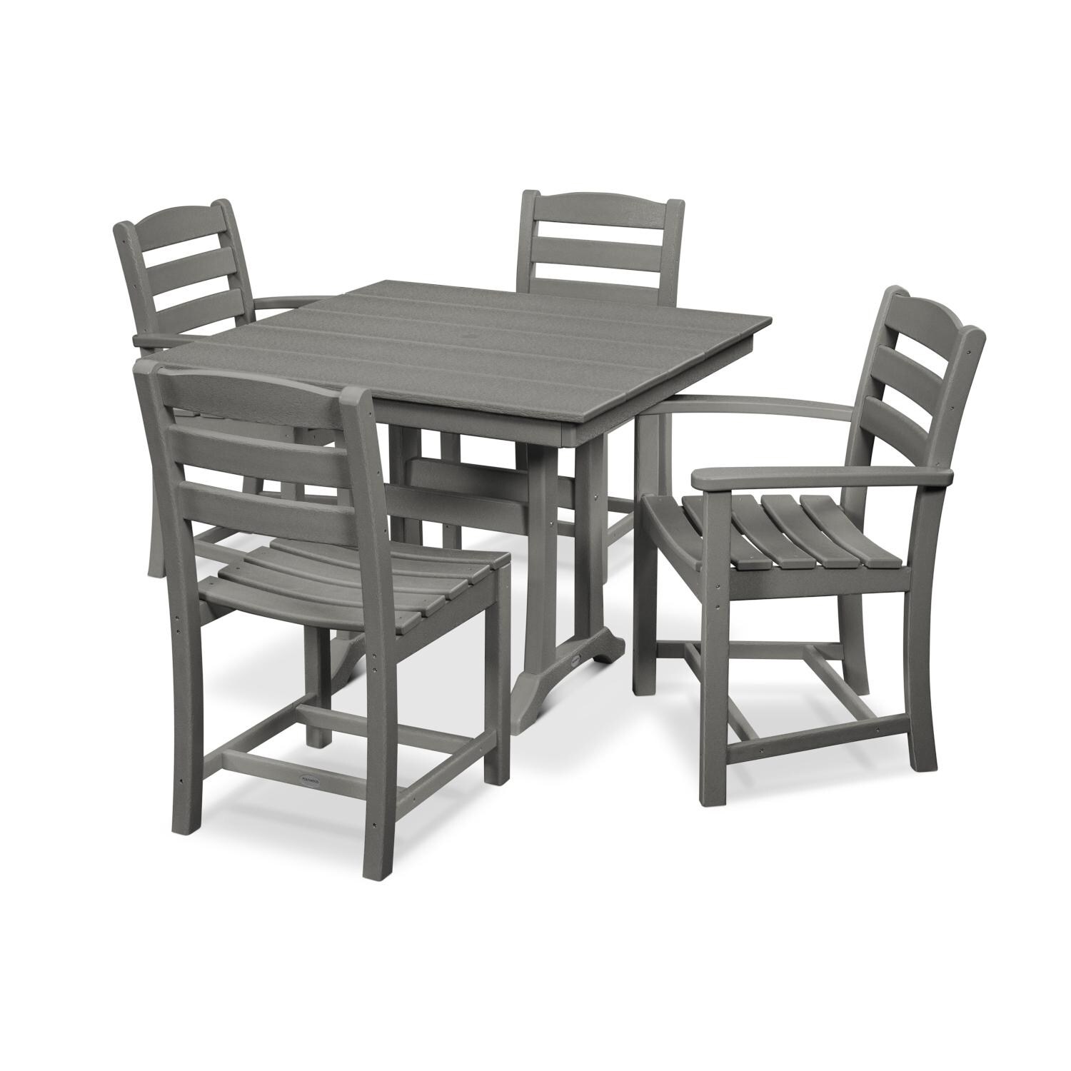 POLYWOOD La Casa Cafe 5 Piece Farmhouse Dining Set W/ Trestle Legs - Slate Grey