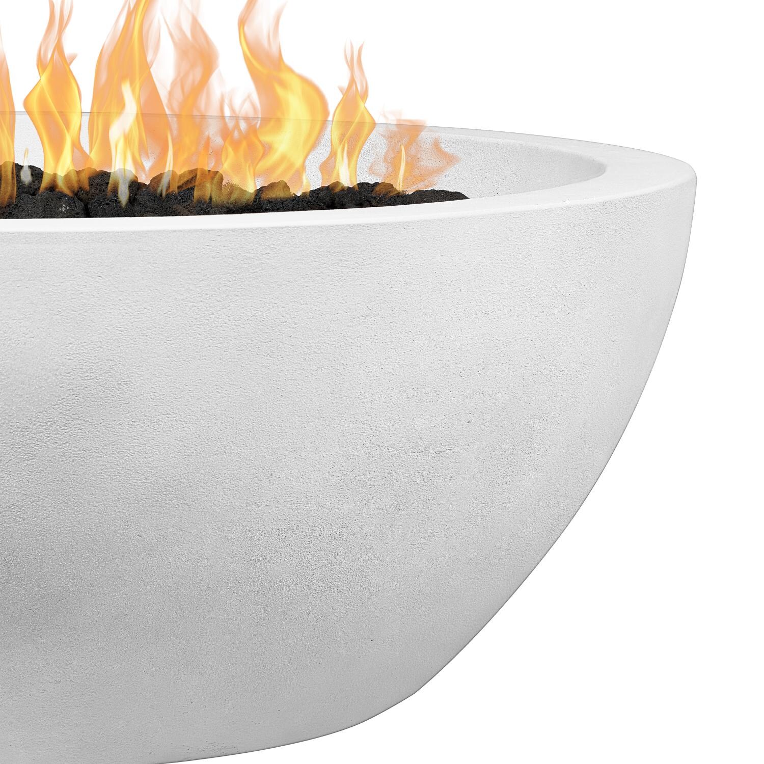 Dustyview 42-in Rectangular Concrete Natural Gas Fire Bowl in Chalk by BBQGuys Signature - Detail thumbnail