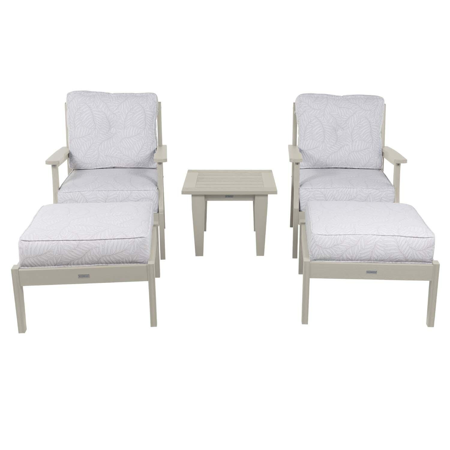 Blushing Bay 5 Pc Recycled Plastic Seating Set in Lively Parchment/Whitewash by Lakeview Outdoor Designs - White Background thumbnail