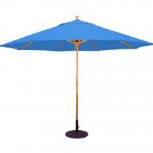 Galtech 11 Ft. Octagonal Hardwood Patio Market Umbrella W/ Pulley - Light Wood W/ Sunbrella Canvas Pacific Blue Canopy