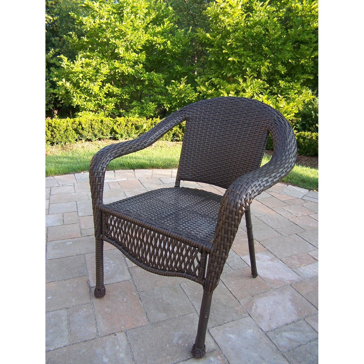 Oakland Living Resin Wicker Patio Dining Chair Coffee BBQGuys