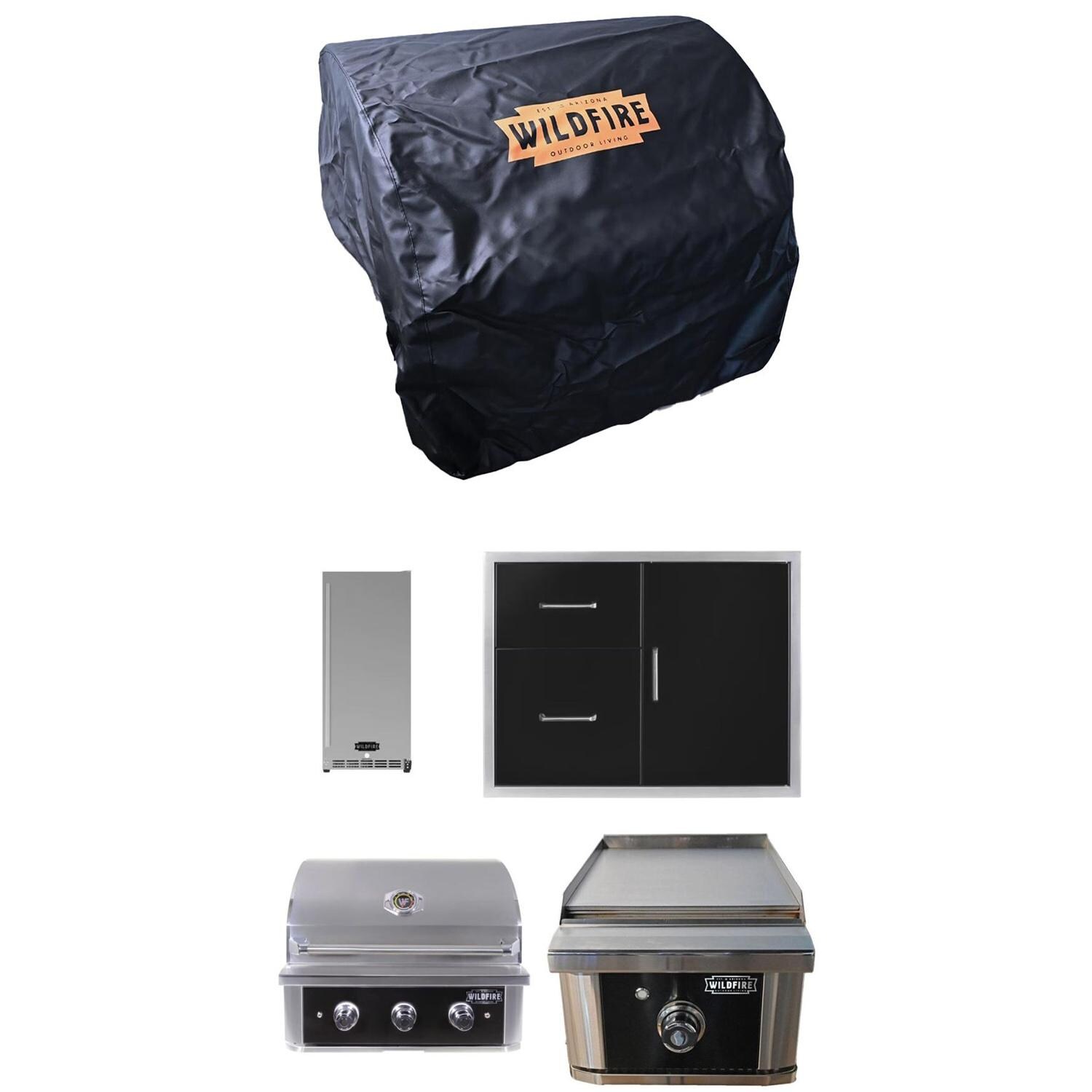 Wildfire 30In Grill Outdoor Kitchen Package w/15In Side Griddle and
