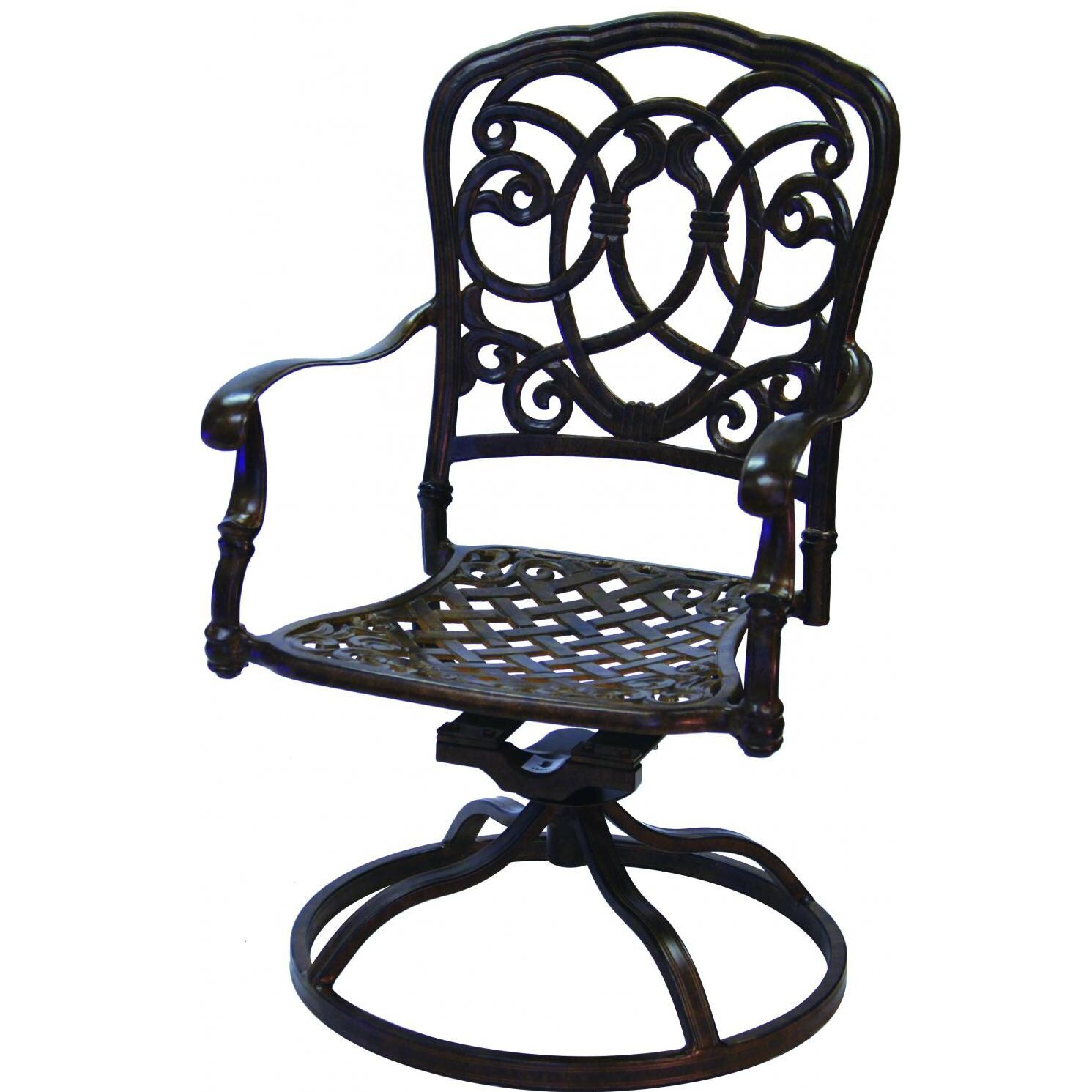 Darlee Florence Cast Aluminum Patio Swivel Rocker Dining Chair - Antique Bronze