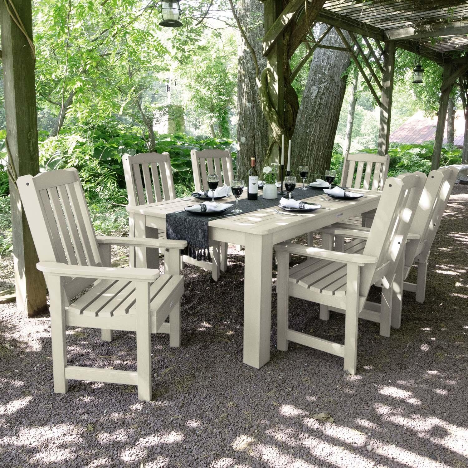 Hart Lane 7 Pc Recycled Plastic Rectangular Dining Set in Whitewash by Lakeview Outdoor Designs