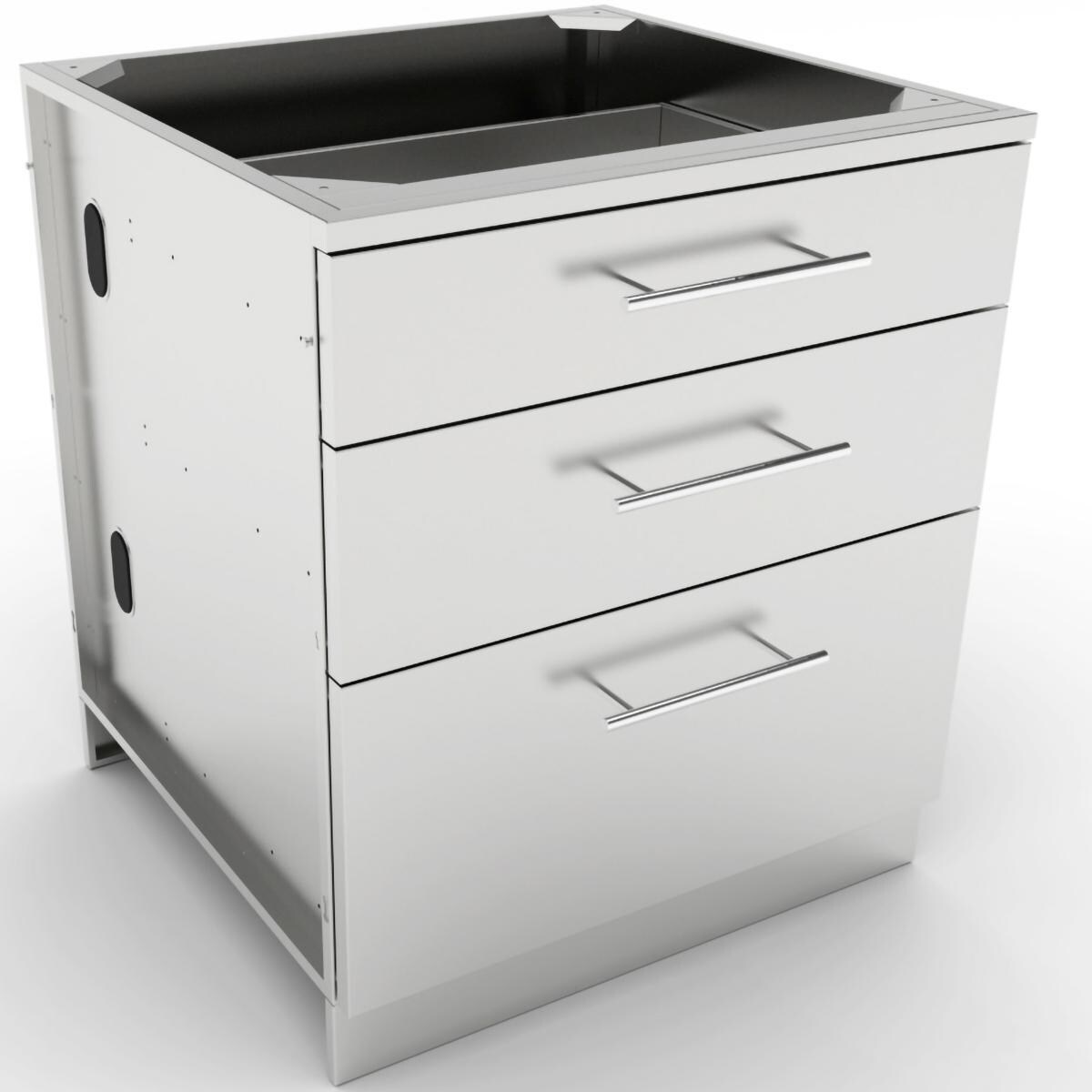 Sunstone SBC30STD 30-in Outdoor Kitchen Triple Drawer Island Cabinet - White Background thumbnail