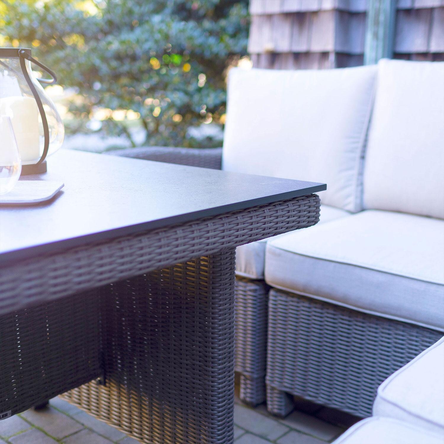 Palma 8 Pc Wicker Modular Corner Seating Set w/ Swivel Glider in Cast Ash By KETTLER - Table - Corner - Detail thumbnail