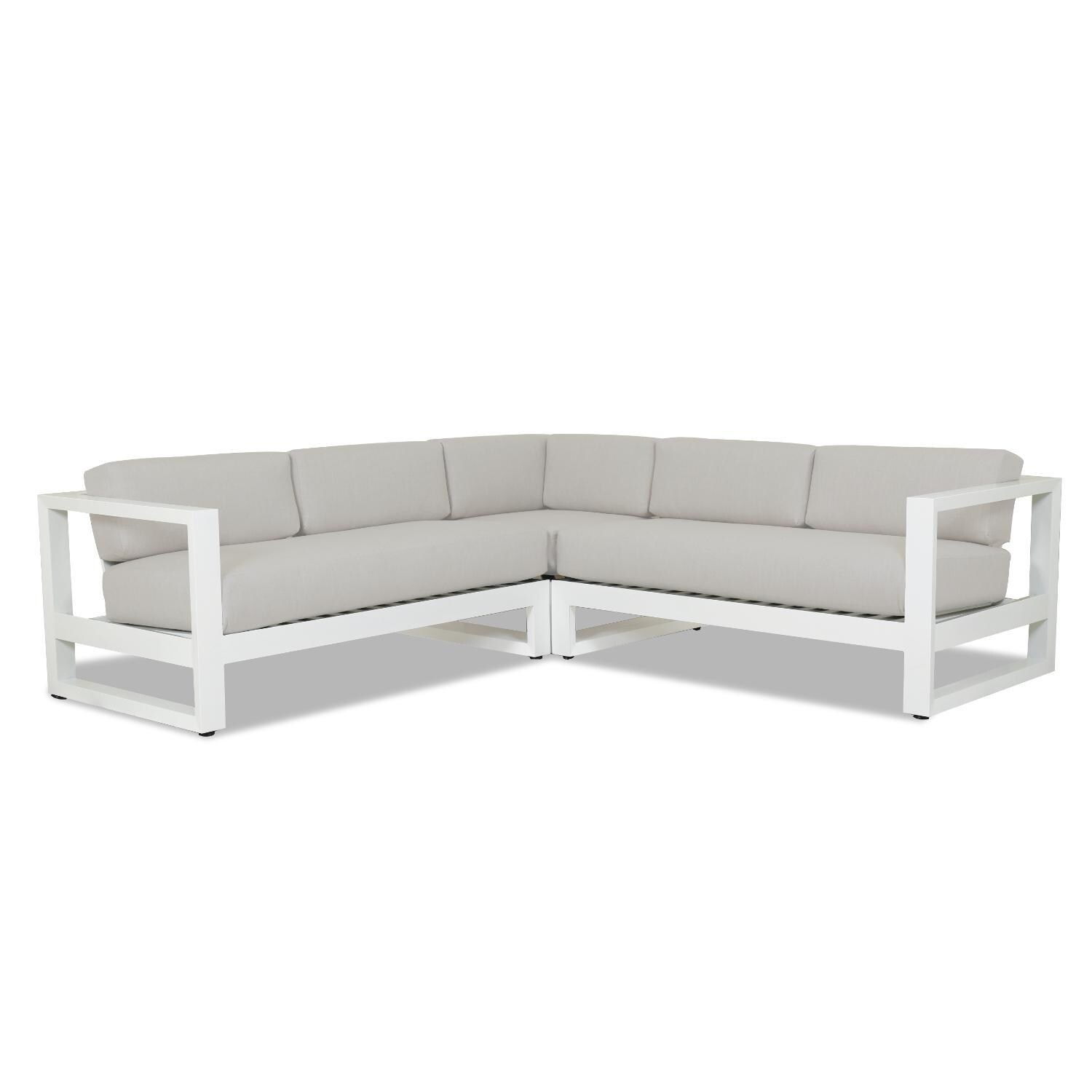 Sunset West - 4801-SEC-40433 - Newport Aluminum Patio Sectional W/ Sunbrella Cast Silver Cushions - White Background thumbnail