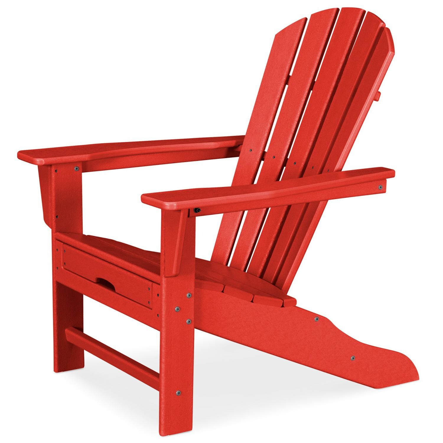 POLYWOOD Palm Coast Recycled Plastic Wood Patio Adirondack with Hideaway Ottoman - Sunset Red - With Ottoman Hidden thumbnail