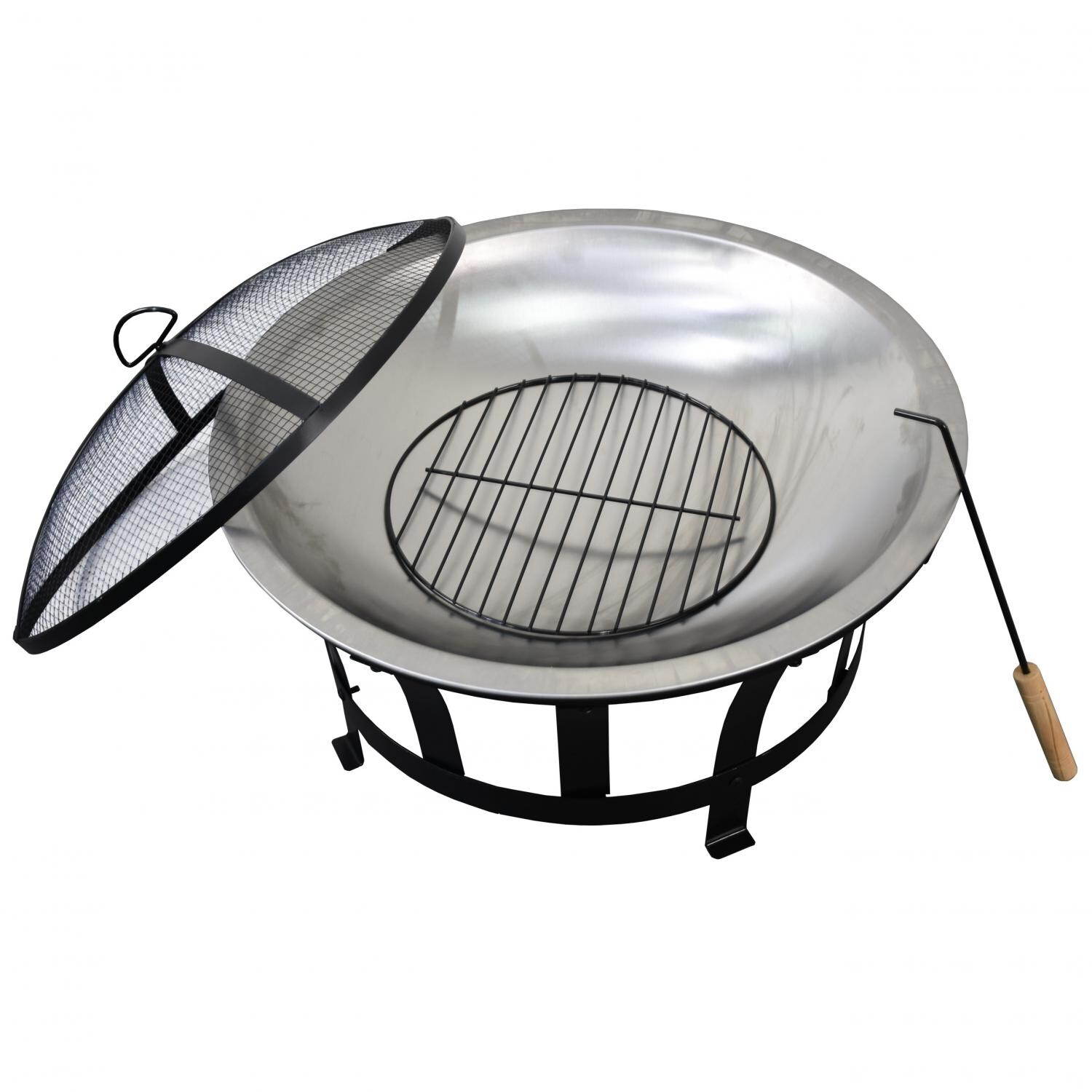 Astella 24-Inch Round Wood-Burning Fire Pit - Steel - FP100 - With Lid Off