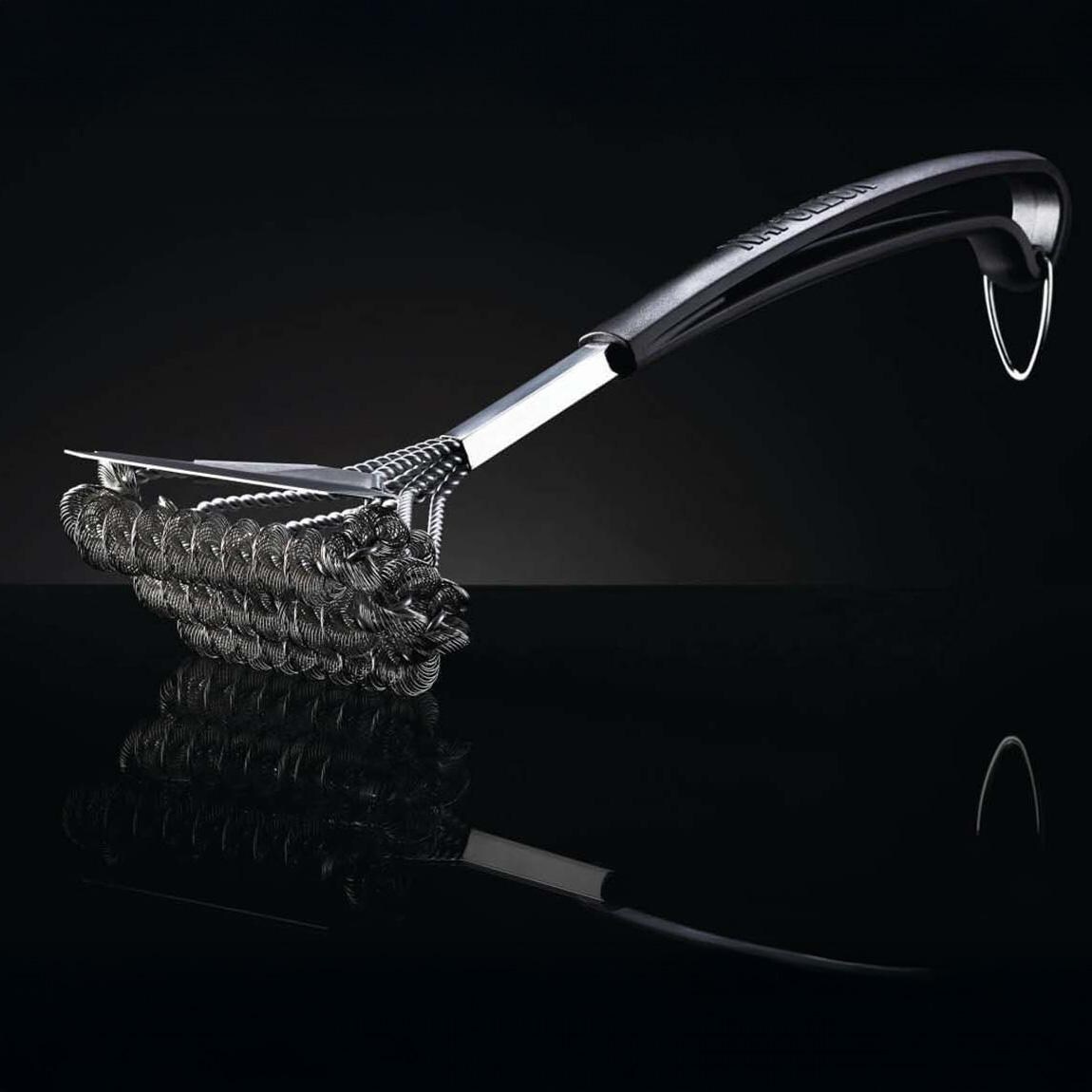 Napoleon 62059 Bristle-Free Triple-Row Grill Brush with Rolled Stainless Steel - Angled View - White Background thumbnail