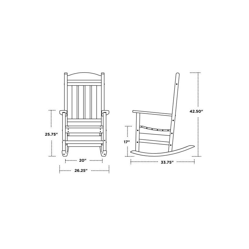 POLYWOOD Teak Presidential 3-Piece Rocker Set - Chair Dimensions