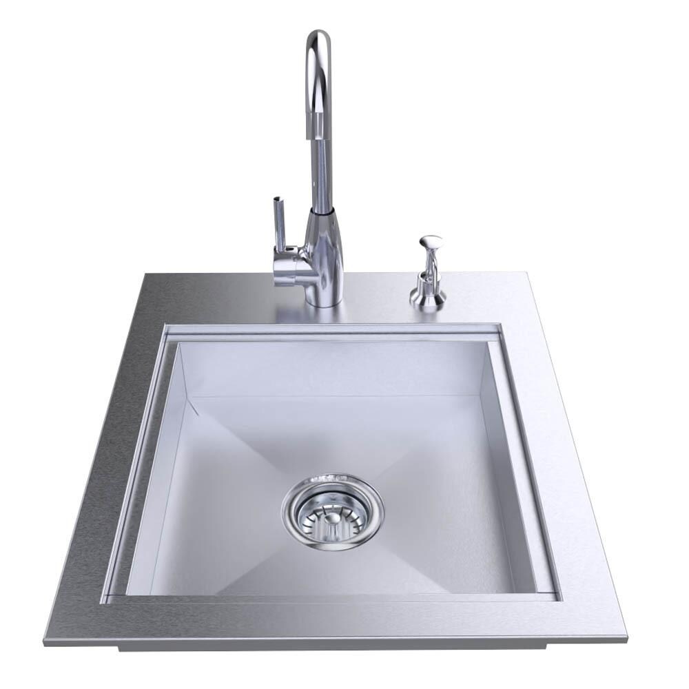 Sunstone ADASK20 20-Inch ADA Compliant Single Sink W/ Cover & Hot/Cold Faucet - Front View thumbnail