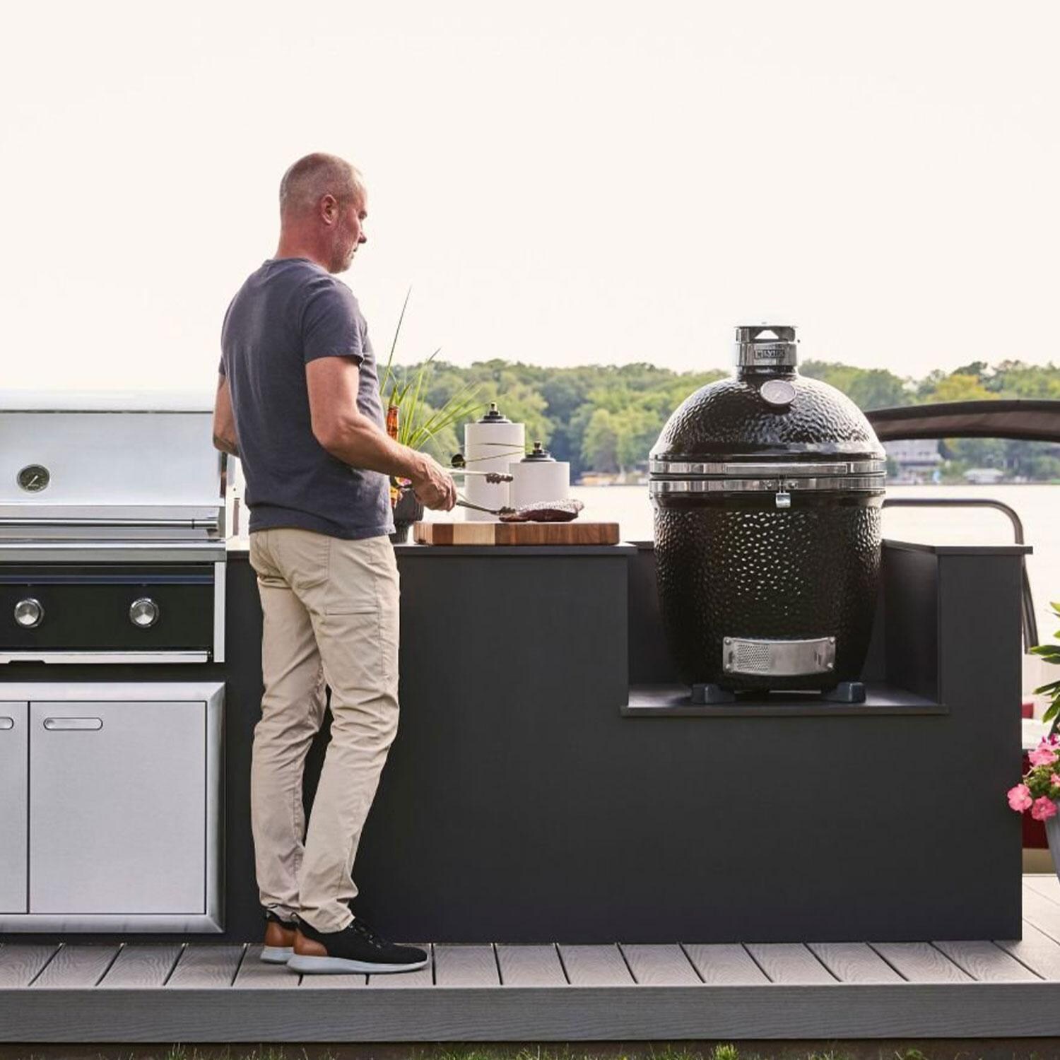 Lynx LCGRBK 18 Inch Built-In Ceramic Kamado Charcoal Grill - Black - Grilling - Lifestyle thumbnail