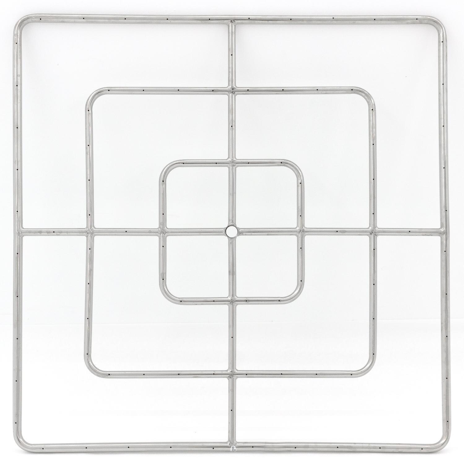 BBQGuys Signature Series 36-Inch Square Triple-Ring Burner - Stainless Steel - Top View thumbnail