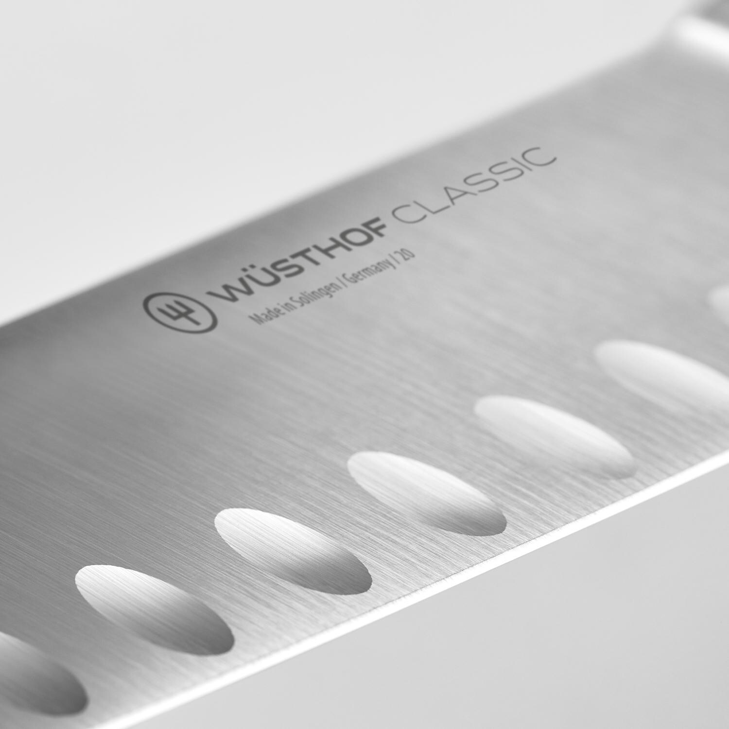 Wusthof Classic 7-Inch Hollow Edge Nakiri - Hollow Edge Detail thumbnail