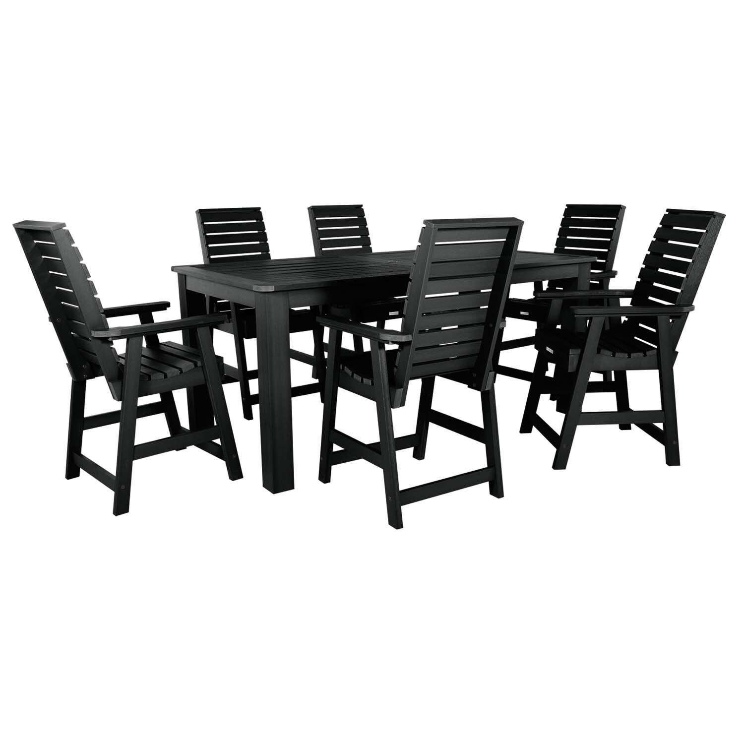 Elm Pointe 7 Pc Recycled Plastic Counter Height Dining Set In Black by Lakeview - White Background thumbnail