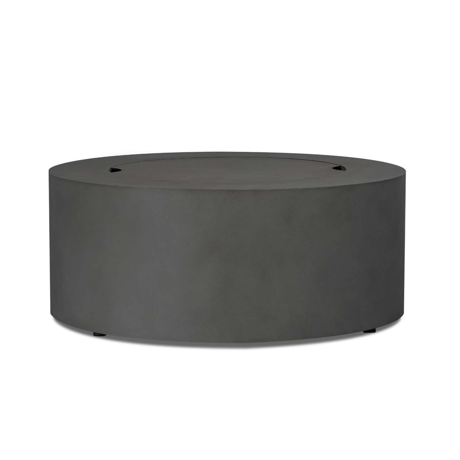 Elysian 4 Pc Powder Coated Steel 36 Inch Round Fire Pit in Weathered Slate by Lakeview - Lid On - White Background thumbnail