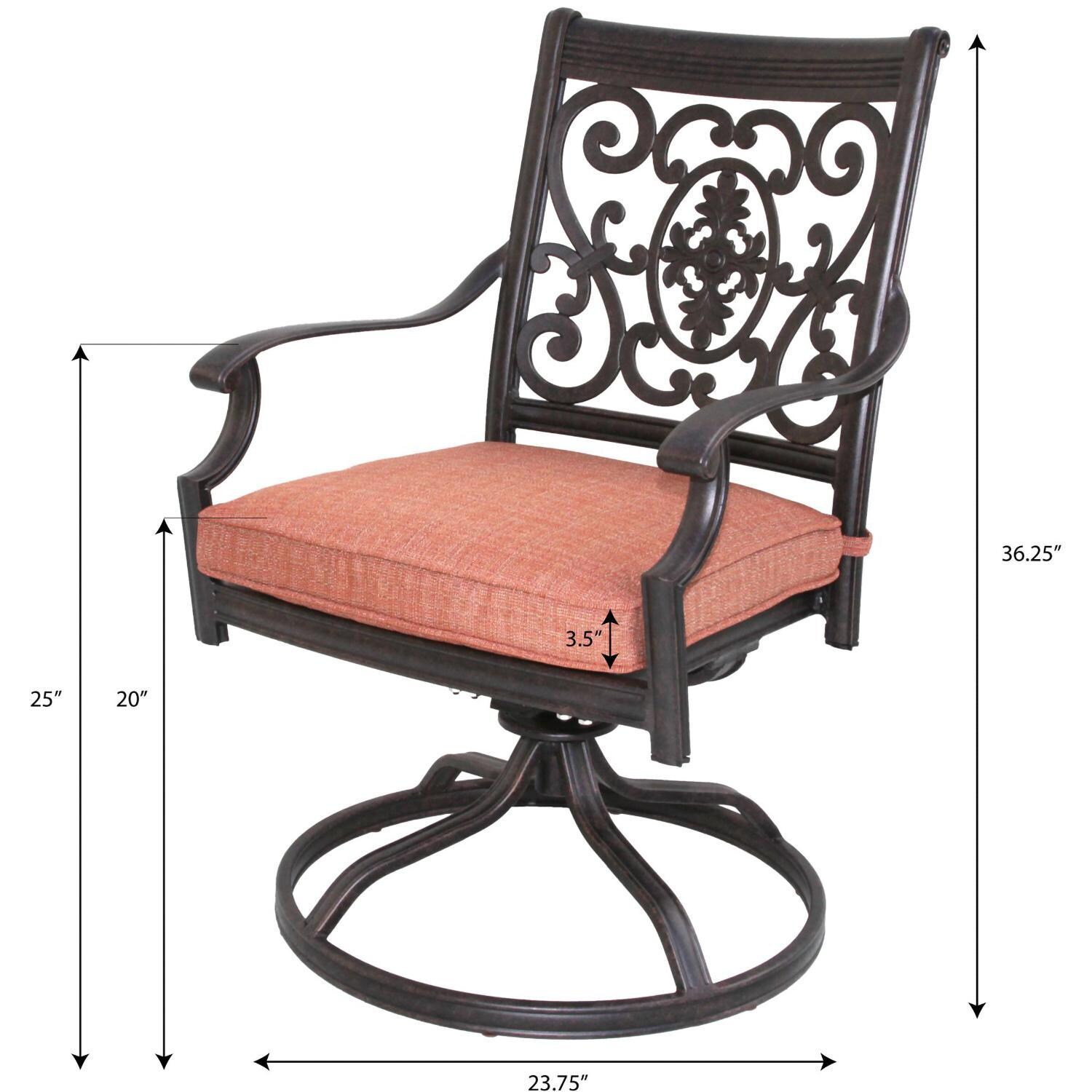 Darlee St. Cruz 3-Piece Patio Conversation Set with Cushions and 24 Inch Round End Table - Chair Dimensions - Dimensional thumbnail