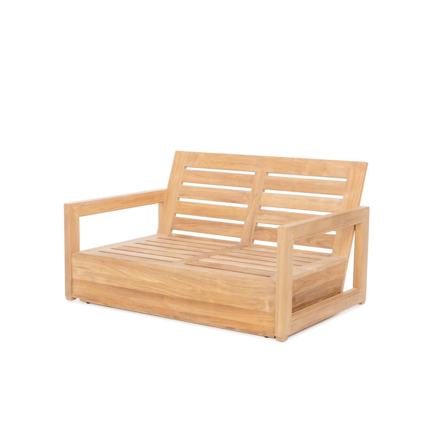 Teak + Table Relax Loveseat in Carbon - Angled View Less Cushions - White Background thumbnail