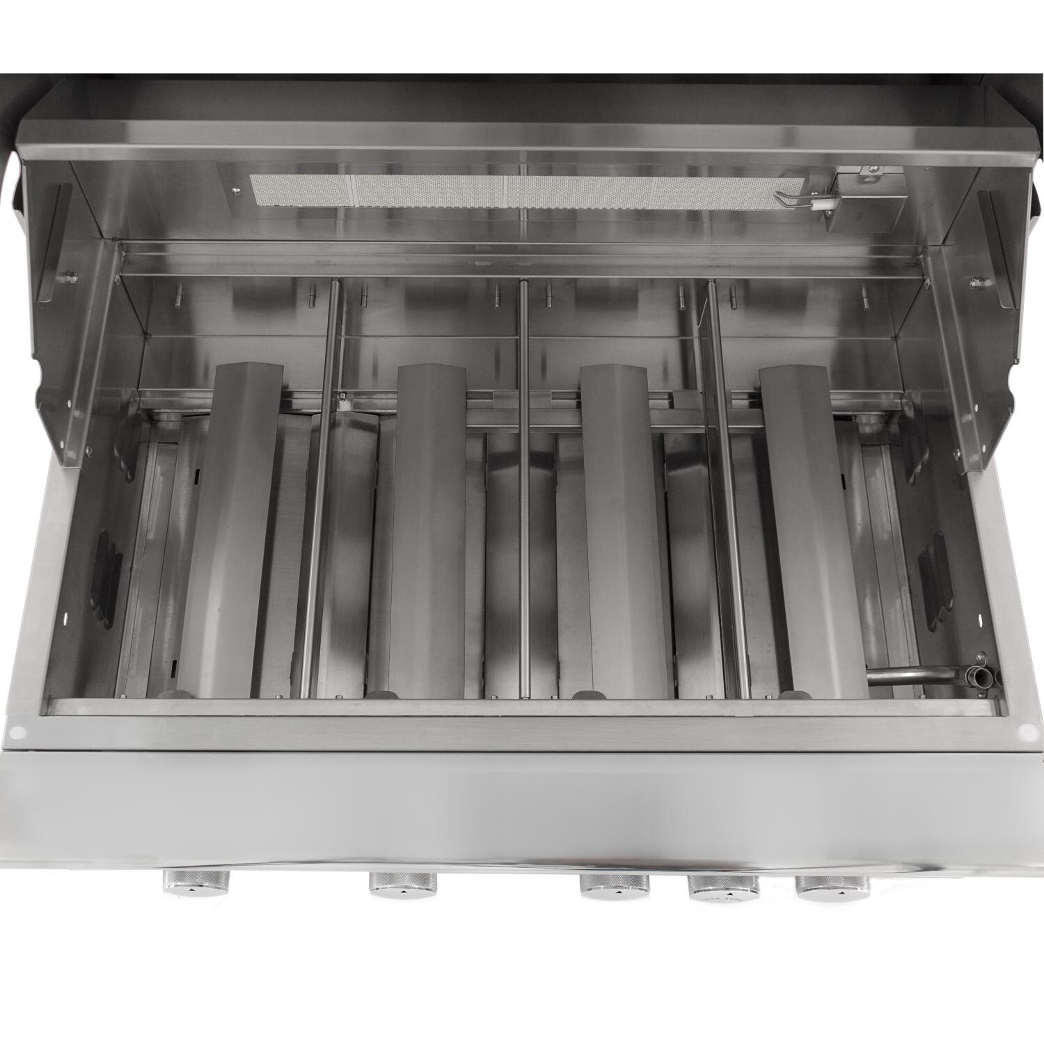 Blaze Limited Edition 32-Inch 4-Burner Freestanding Gas Grill With Rear Infrared Burner - Top View of Cast Stainless Steel Burners thumbnail