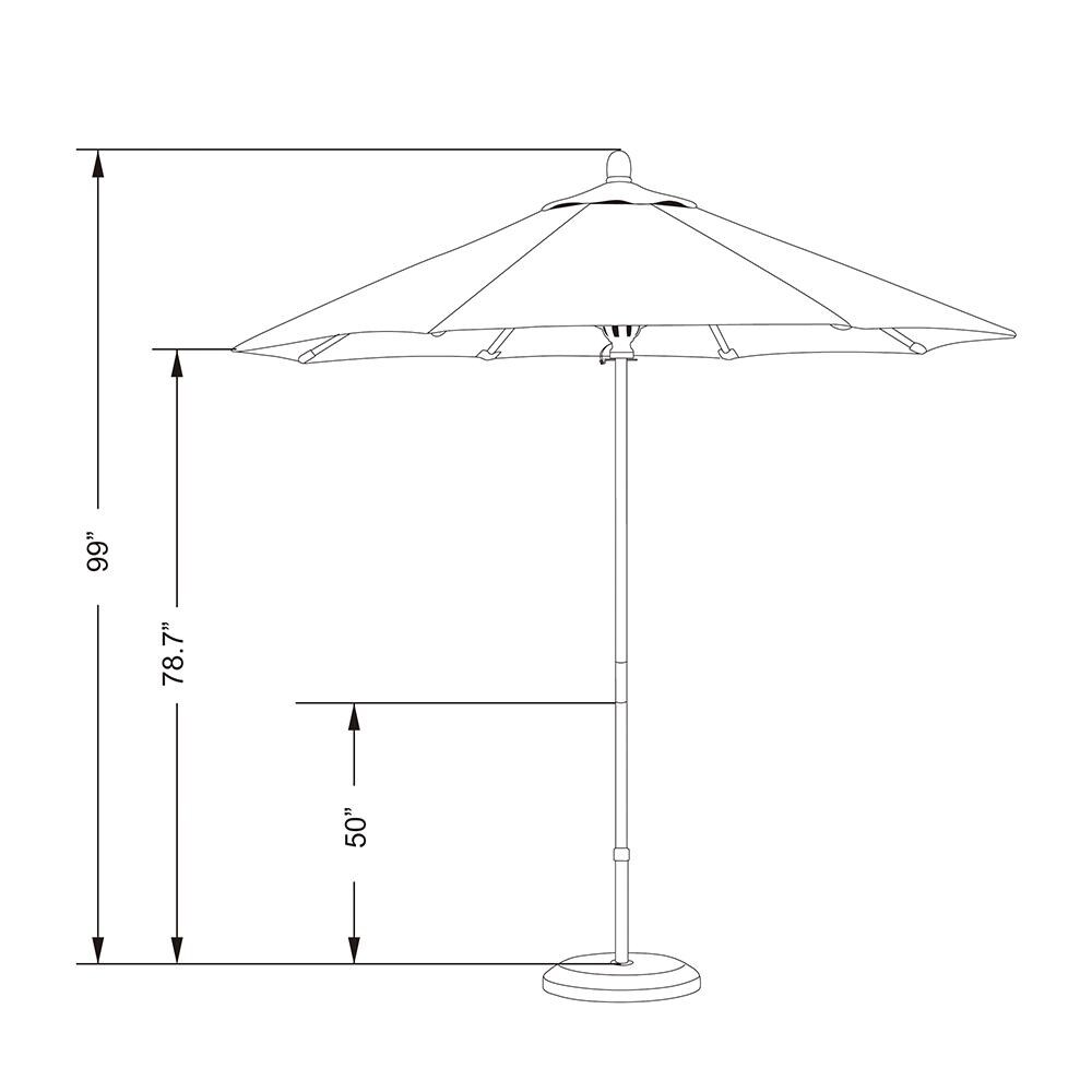 California Umbrella 7.5 Ft Octagonal Hardwood Patio Umbrella W/ Push Lift & Hardwood Ribs - Line Drawing thumbnail