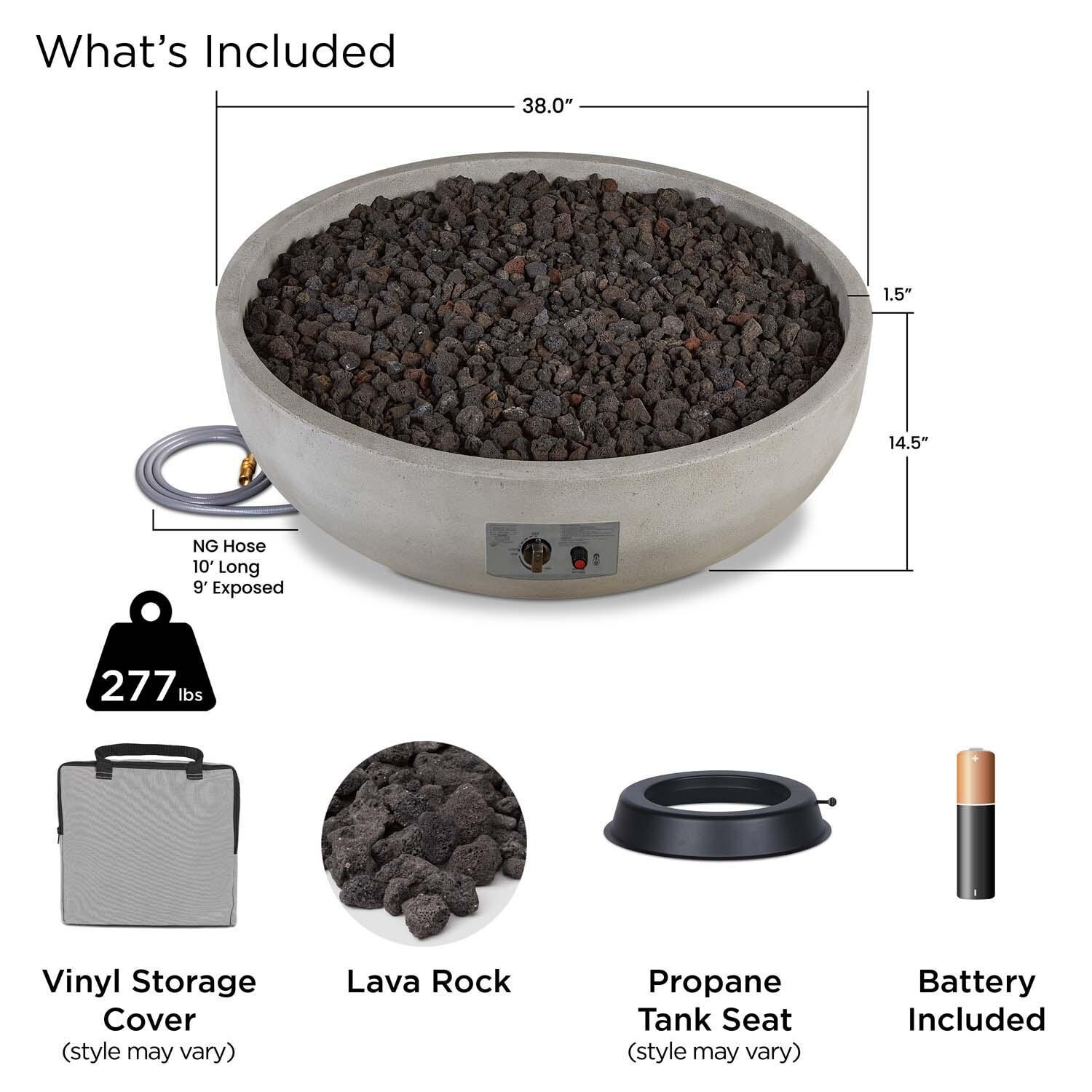 Grand Lake 38 Inch Round Concrete Natural Gas Fire Bowl in Fog by BBQGuys Signature - Included thumbnail