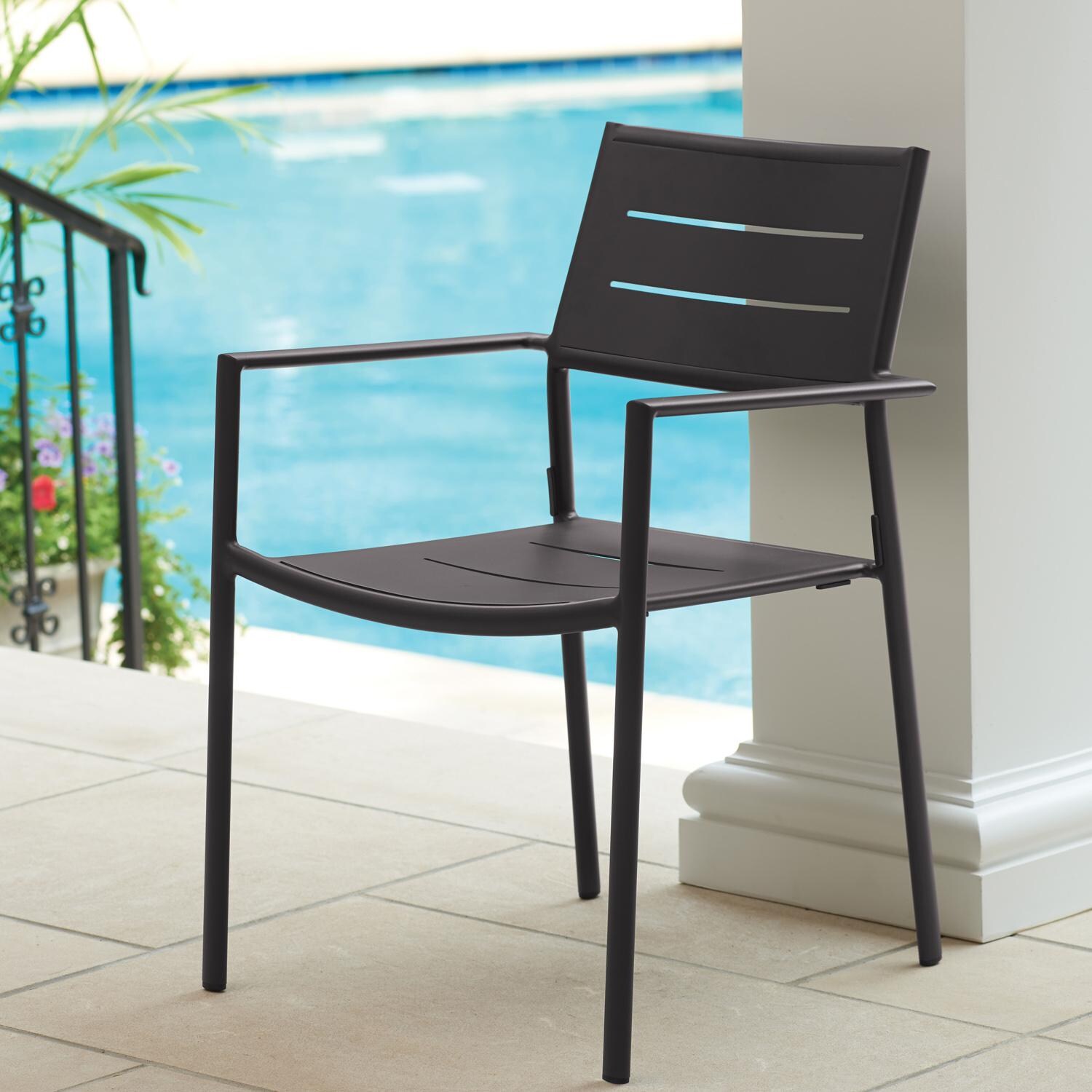 Oxford Garden Eiland 2 Pc Aluminum Dining Chair in Carbon - Individual Chair thumbnail
