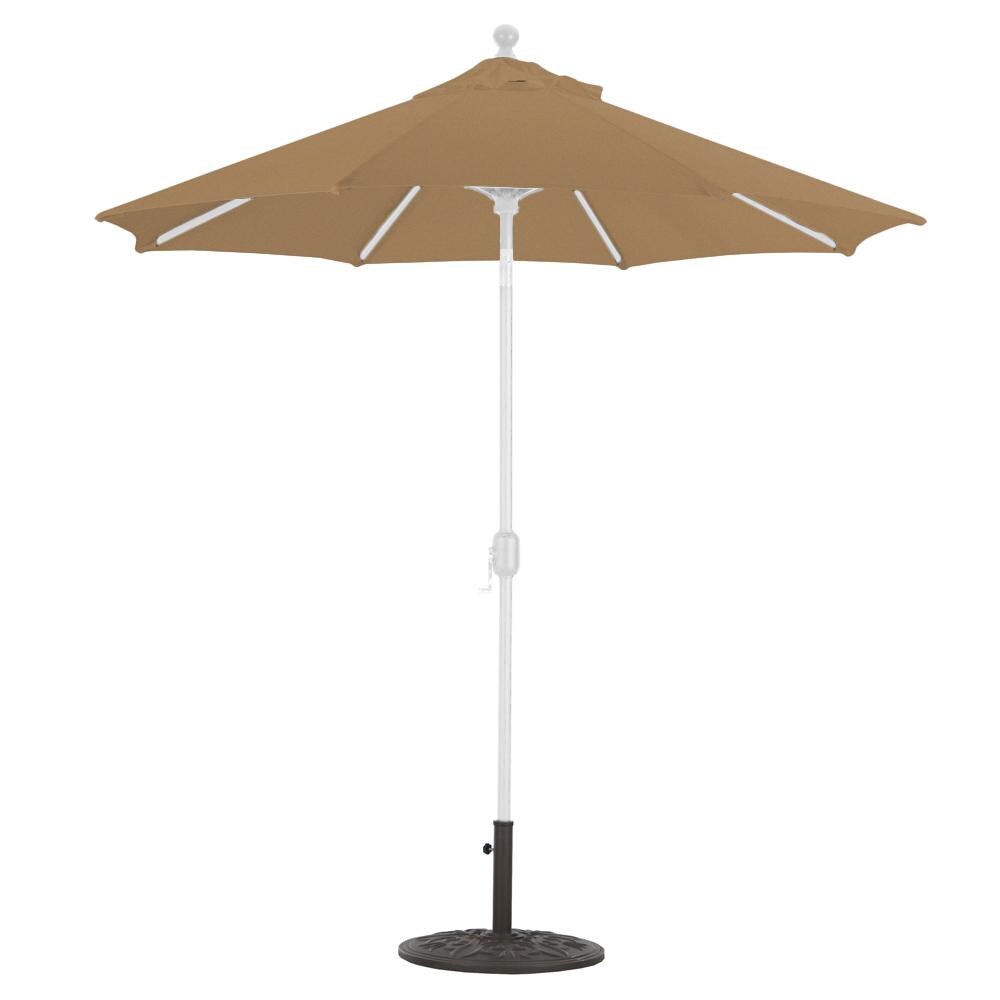Galtech 7.5 Ft. Octagonal Aluminum Patio Umbrella W/ Crank Lift & Deluxe Auto Tilt - White Frame W/ Teak Sunbrella Fabric (Umbrella Base Not Included) thumbnail