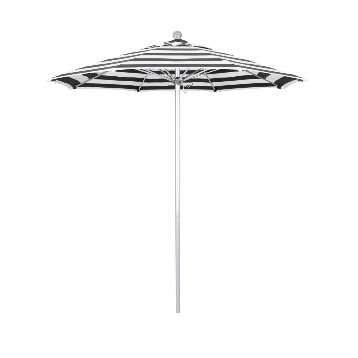 California Umbrella Venture Series 7.5 Ft Octagonal Aluminum Patio Umbrella W/ Push Lift & Fiberglass Ribs - Silver Anodized Frame / Sunbrella Cabana Classic Canopy thumbnail