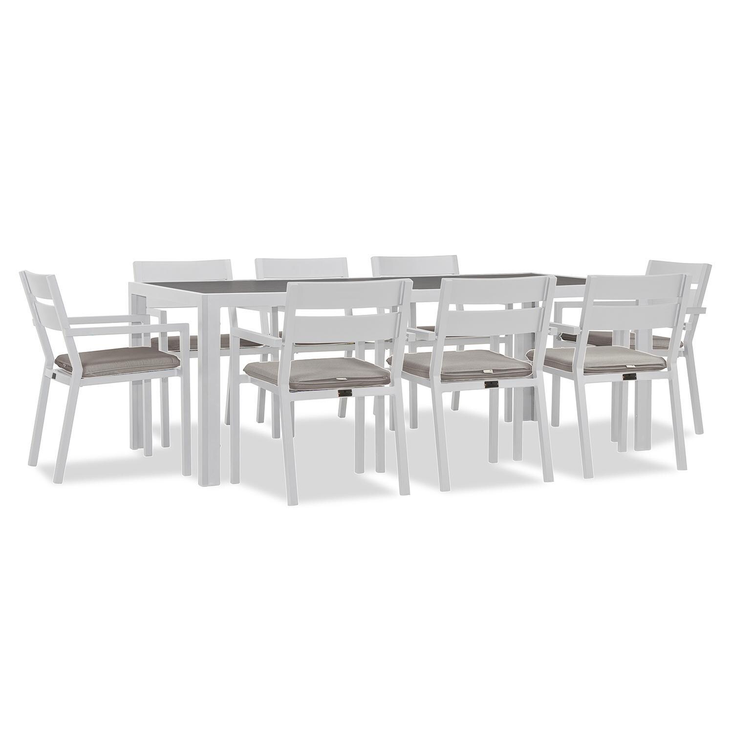 Calm Bay 9 Pc Rectangular Dining Set in White/Cast Silver by Lakeview - White Background thumbnail