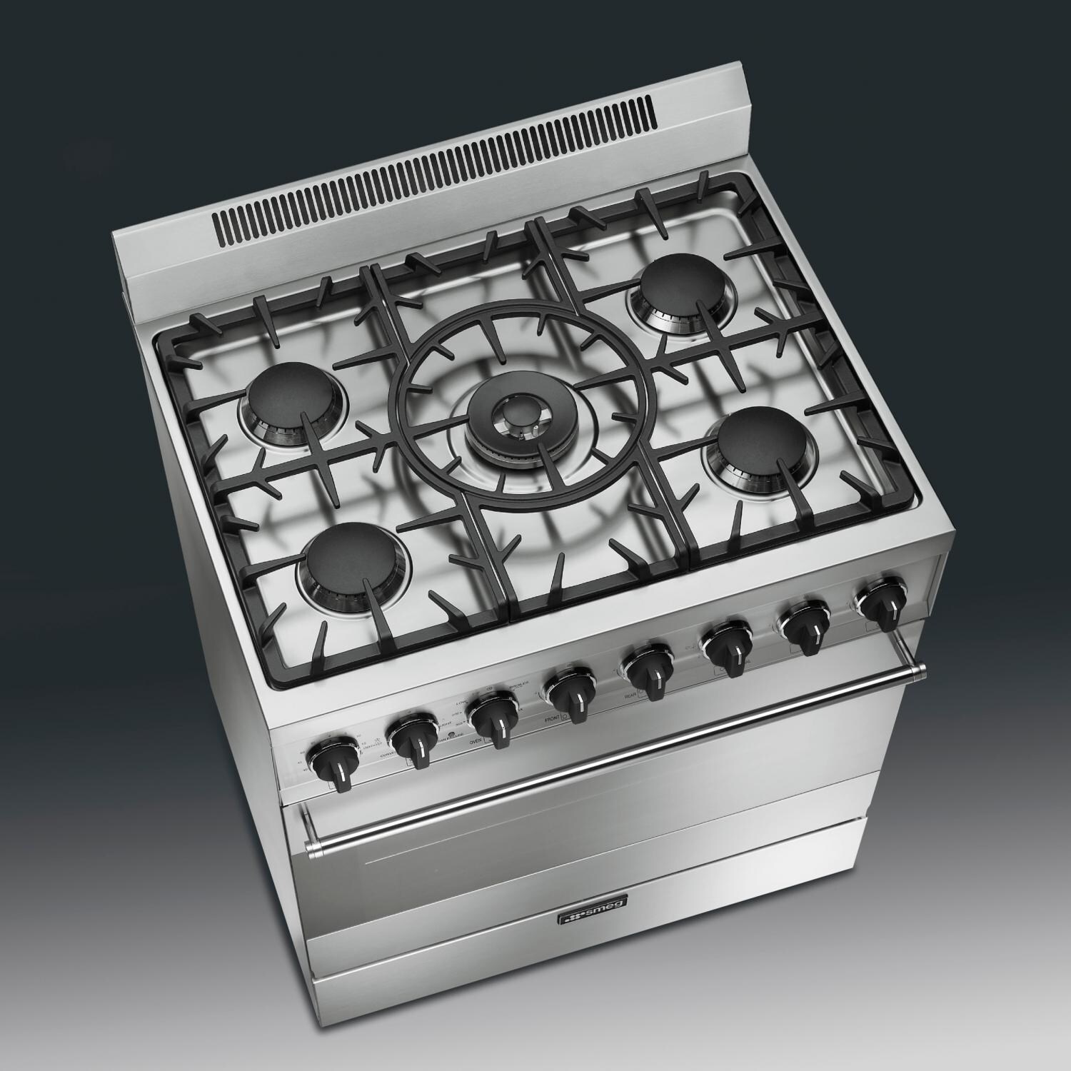 SMEG 30-Inch Stainless Steel 5-Burner Gas Range Top View - C30GGXU1 thumbnail
