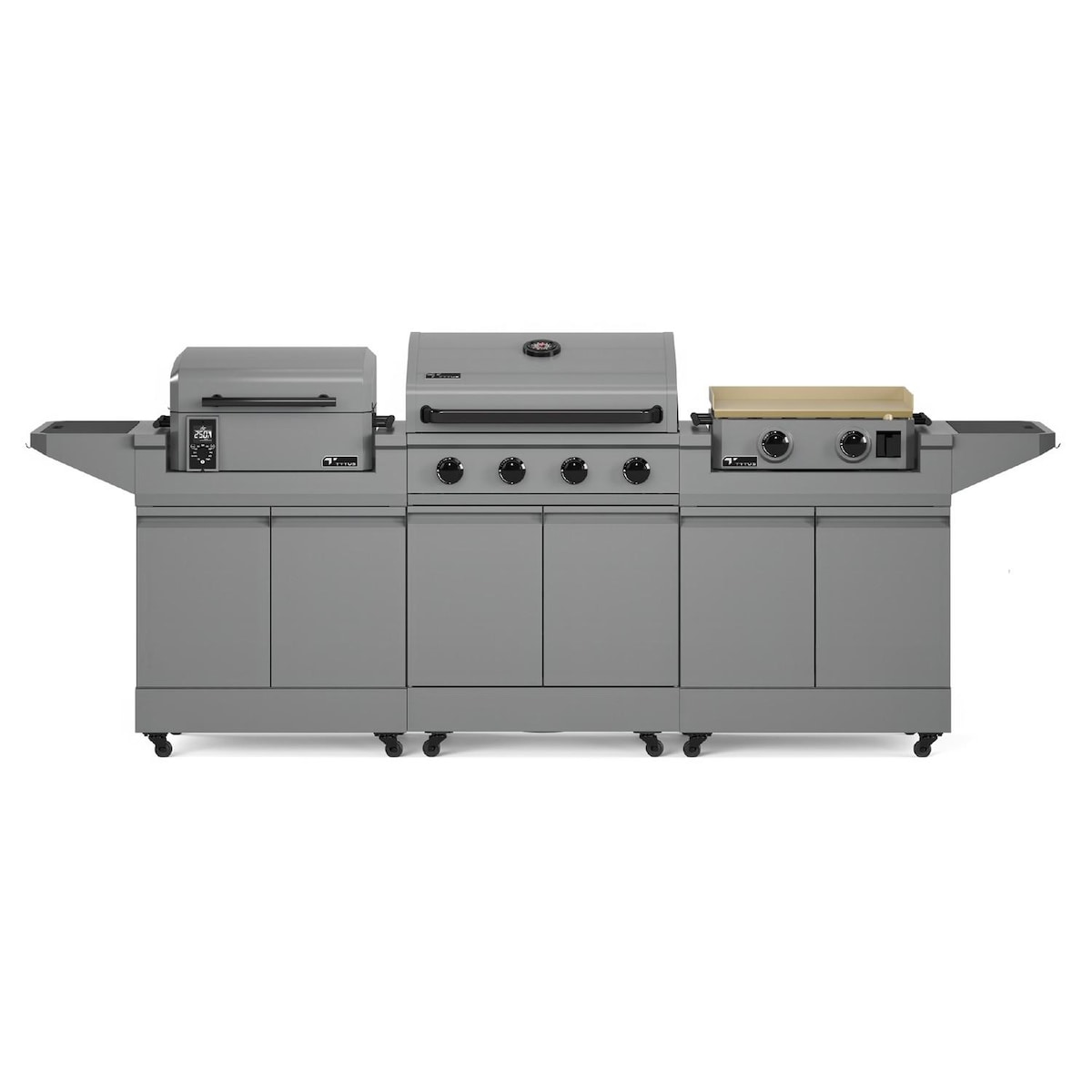 TYTUS Modular Trio w/ 4-Burner Propane Grill, Griddle & Pellet Smoker - TDT-BUN-009