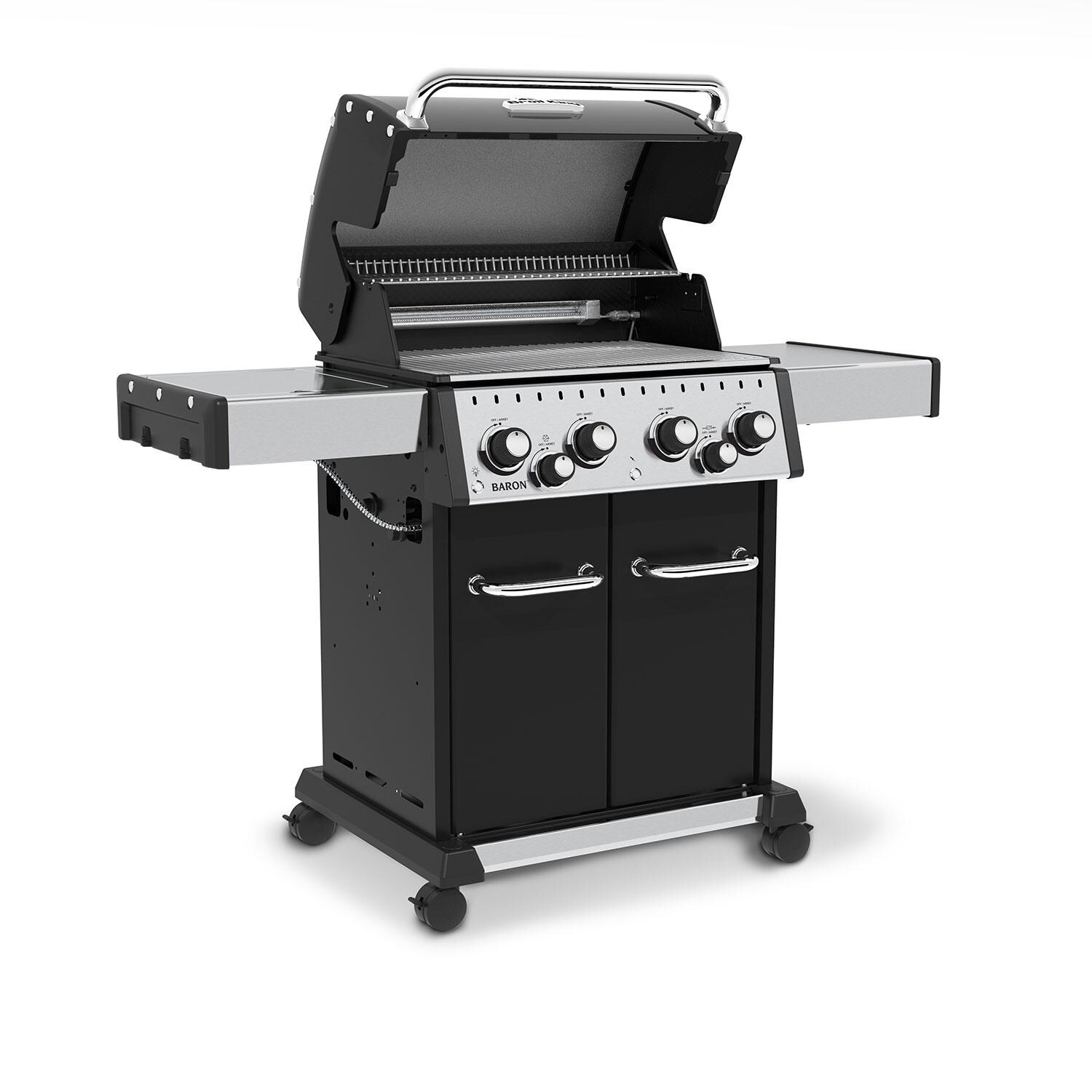 Broil King 875244 24 Inch Baron 490 PRO Propane Gas Grill - Open - Angled Right - White Background thumbnail