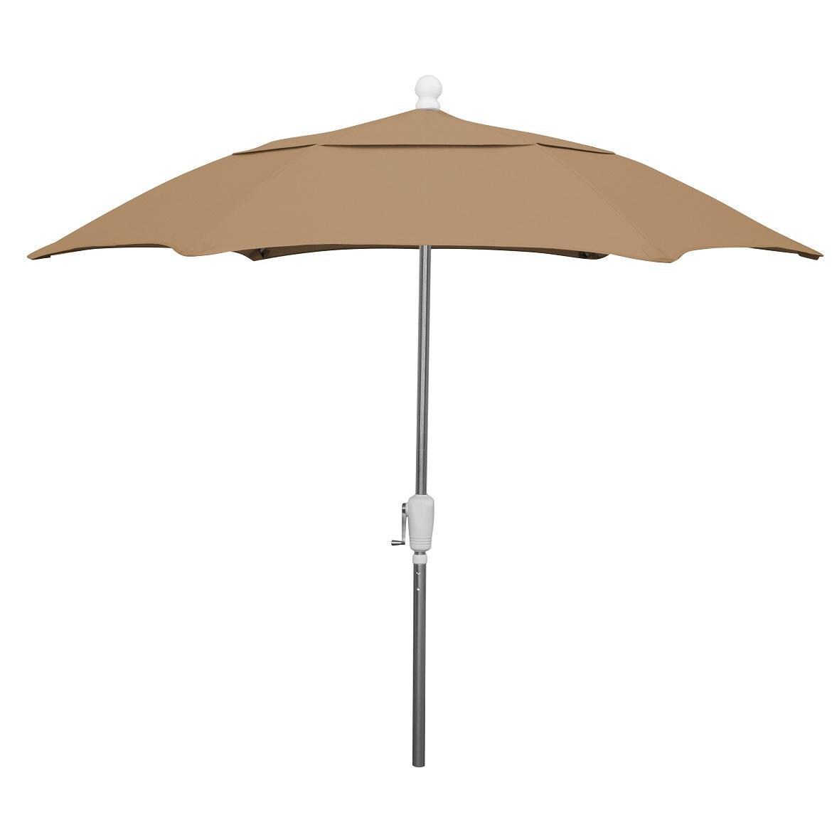 FiberBuilt 7.5 Ft. Aluminum Market Patio Umbrella W/ Crank Lift - Silver Pole / Beige Olefin