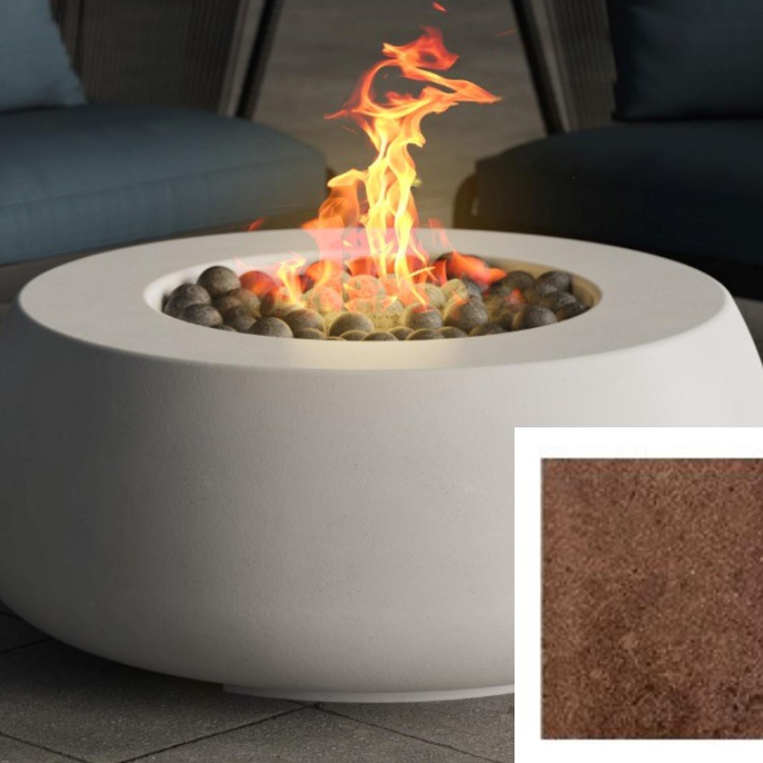 Dune 42-in Round GFRC Propane Fire Bowl in Cafe by Prism Hardscapes