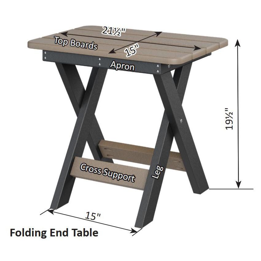 Berlin Gardens Folding End Table - Antique Mahogany on Coastal Gray - Dimensions thumbnail
