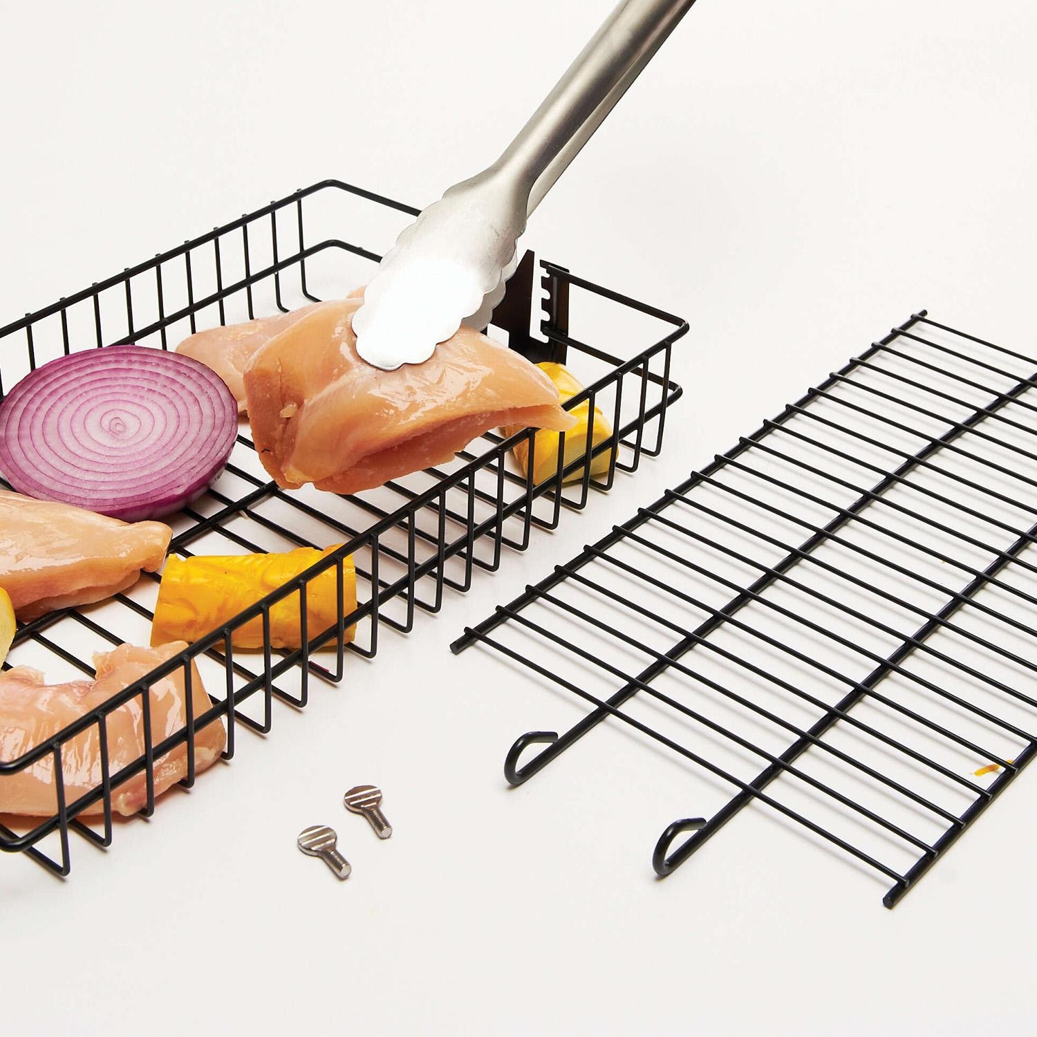 GrillPro Non-Stick Flat Spit Basket - 24785 - Putting Food In - White Background thumbnail