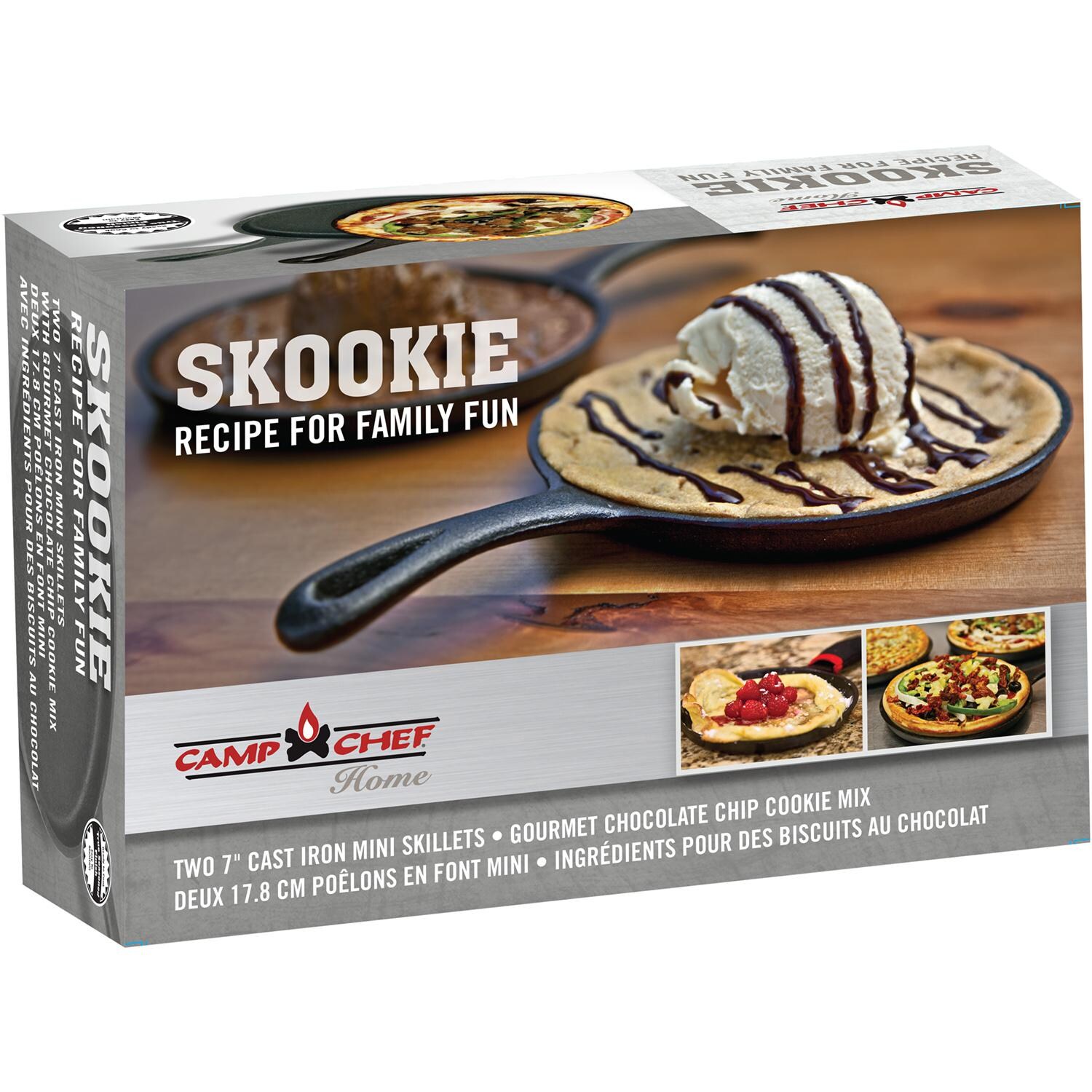 Camp Chef Skookie 7-Inch Mini Skillet 2-Pack With Grip Handles & Chocolate Chip Cookie Mix - CICS7C