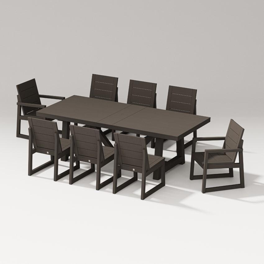 Elevate 9 Pc A-Frame Table Dining Set in Vintage Coffee by PW Designer Series - White Background thumbnail
